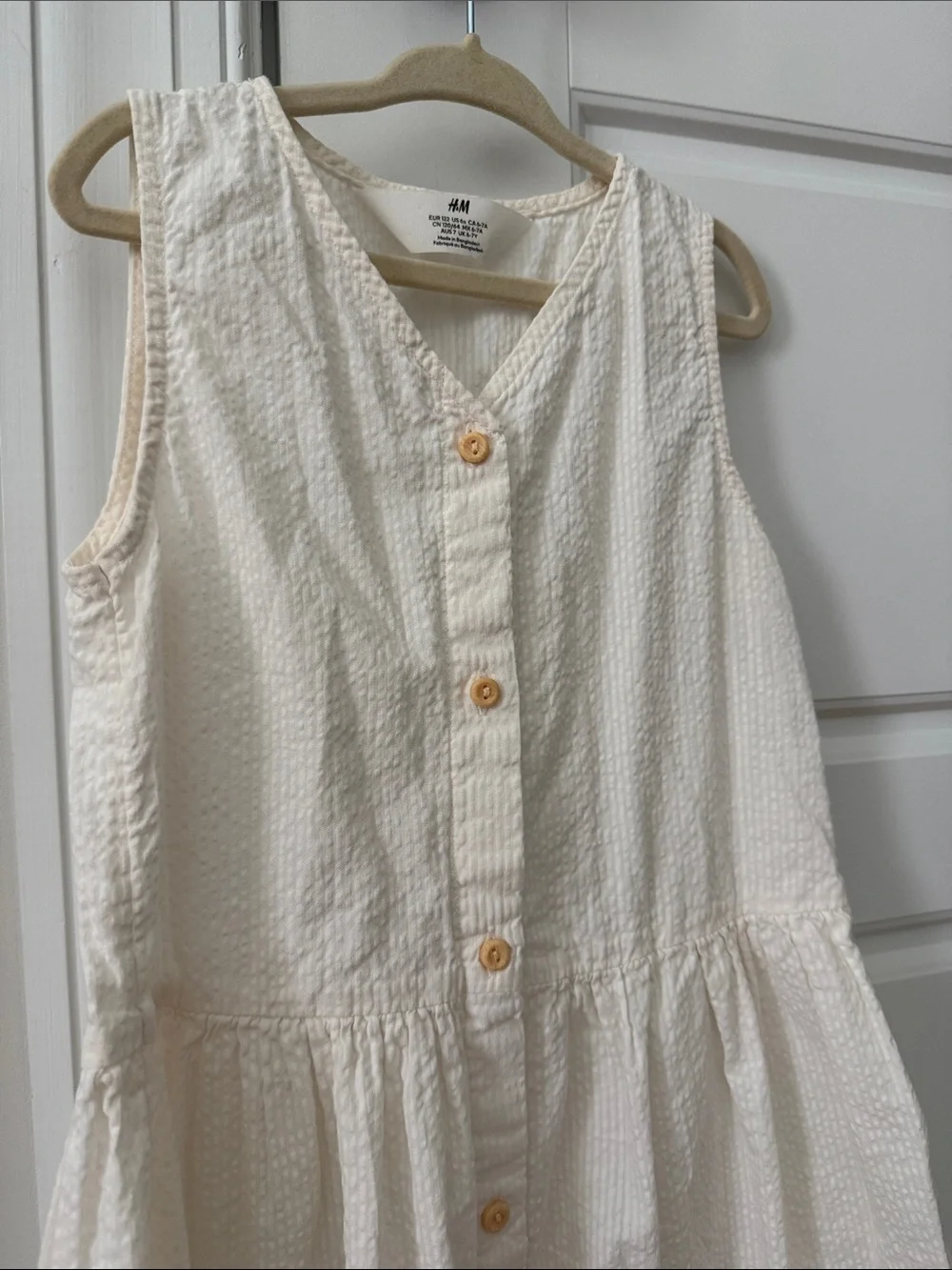 H&M Cream Button-Front Sleeveless Dress